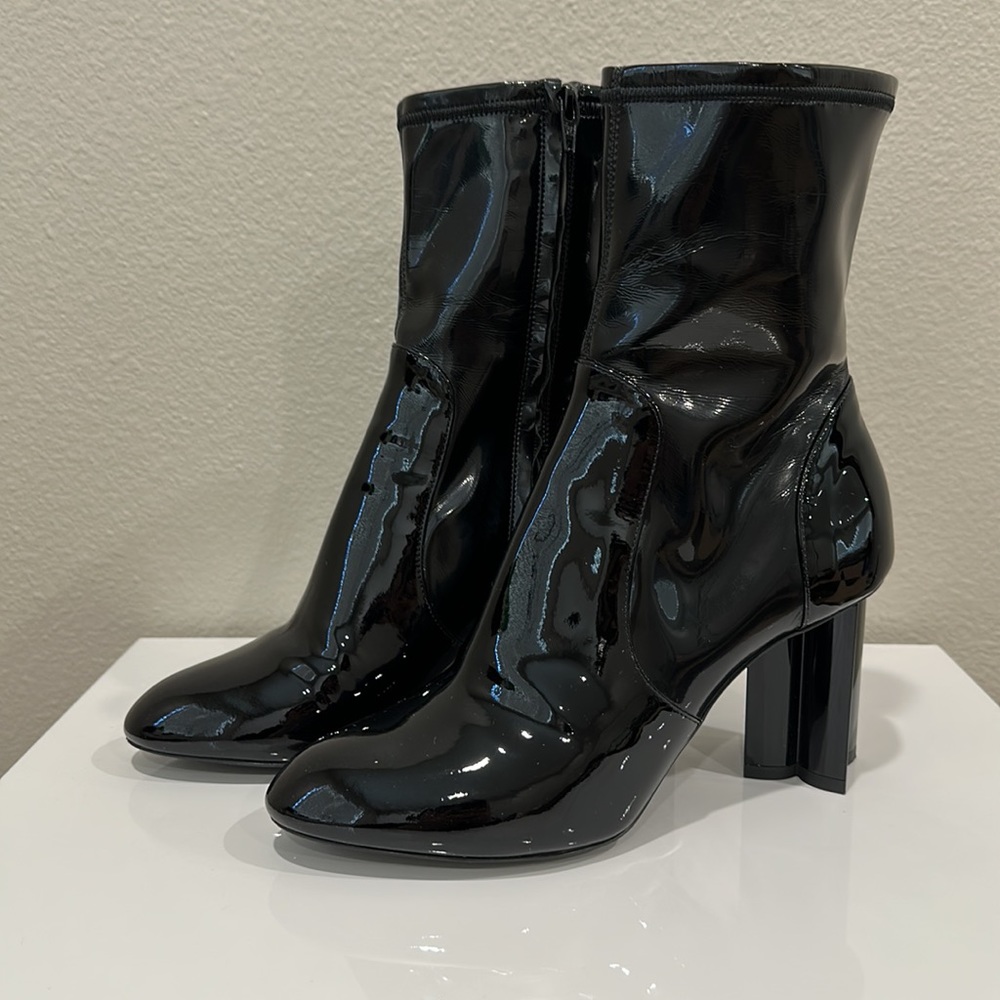 LOUIS VUITTON Uniforms Black Patent Silhouette Ankle Boot Shoes Size 37.5